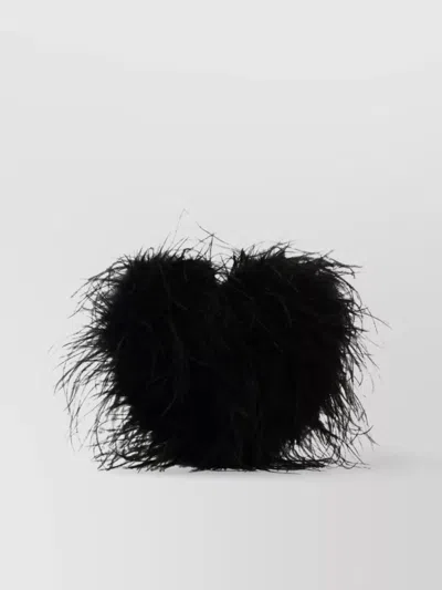 ALEXANDER WANG HEART FEATHERED SATIN INSERT CLUTCH