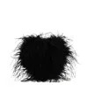 Alexander Wang Heart Feathered Satin Insert Clutch In Black