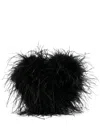Alexander Wang Heart Feathered Satin Insert Clutch In Schwarz