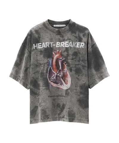 Alexander Wang Heartbreaker Graphic-print Cotton T-shirt In Gray