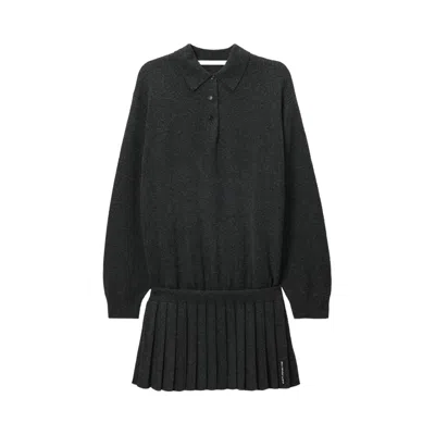 Pre-owned Alexander Wang Heatpressed Skirt Long-sleeve Polo Dress 'graphite' | Grey | Women's Size S