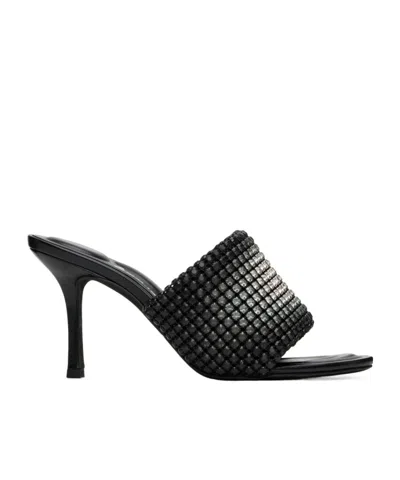 Alexander Wang Heiress 85mm Mule Sandal In Crystal Mesh In Black