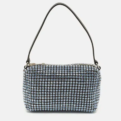 Pre-owned Alexander Wang Heiress Medium Blue Crystal Mesh Pouch