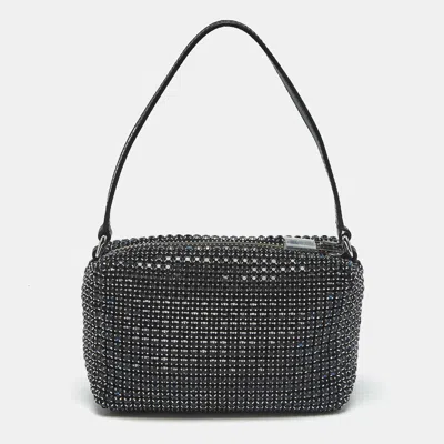 Pre-owned Alexander Wang Heiress Medium Dark Blue/black Crystals And Leather Pouch