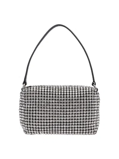 Alexander Wang Heiress Medium  Rhinestone Pouch In Plata