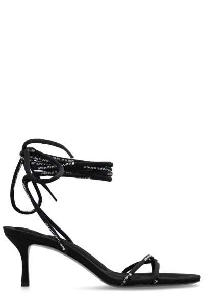 Alexander Wang Helix 65 Strappy Mid Heel Sandal In Black