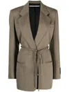 Alexander Wang Herringbone Wrap Wool Blazer In Brown