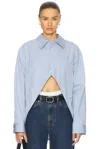 Alexander Wang Hi-low Button Up Top In Oxford
