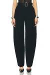 ALEXANDER WANG HI-WAISTED TROUSER WITH LEATHER BELTED WAISTBAND