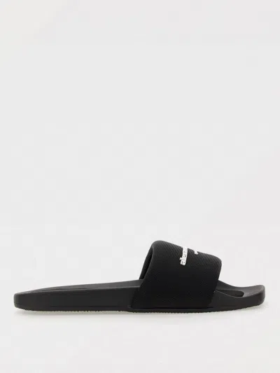 Alexander Wang Padded Logo Pool Slide Sandals Shoes In Black