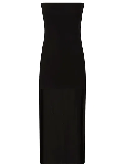 Alexander Wang High Low Strapless Mini Dress In Black