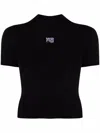 Alexander Wang Logo Patch Stretch Jersey T-shirt In Black