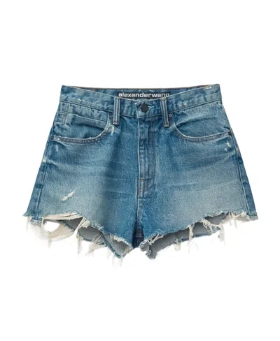 Alexander Wang High Rise Denim Shorts In Blue
