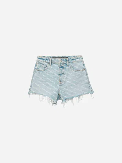 Alexander Wang High Rise Denim Shorts In Denim Dark Blue