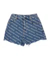 Alexander Wang Bite Logo Cotton Denim Shorts In Blue