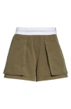 Alexander Wang High Waist Cargo Rave Shorts In Green