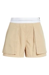 Alexander Wang High Waist Cargo Rave Shorts In Beige