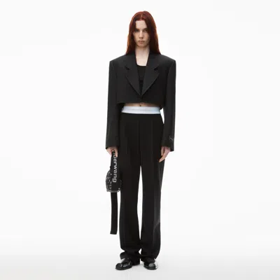 Alexander Wang High-waist Pleated Pant With Logo Elastic In Black