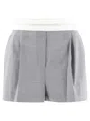 Alexander Wang Pleated High-waist Shorts Logo Elastic In Grey