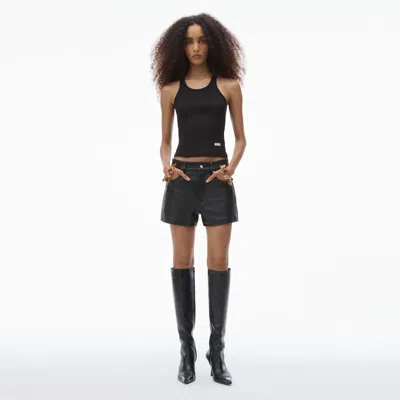 Alexander Wang High-waist Short In Primal Nappa Lambskin Leather In Black