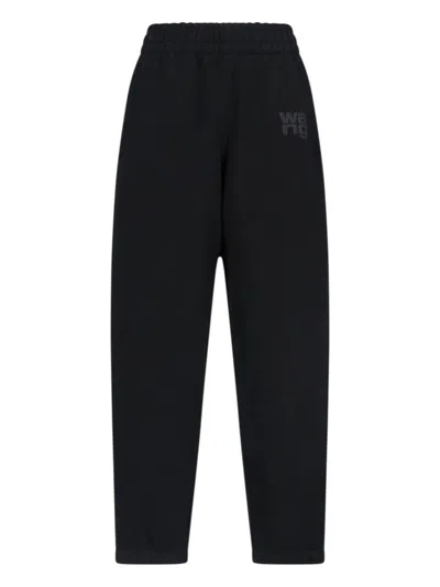 Alexander Wang Women Sweatpants With Raised Glitter Logo Detailing In Black