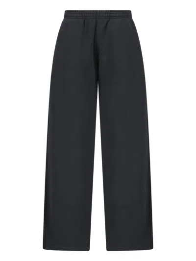 Alexander Wang High-waisted Black Cotton Sweatpants With Logo Embroidery
