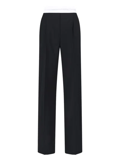 ALEXANDER WANG HIGH-WAISTED BLACK TROUSERS WITH CONTRAST ELASTIC WAISTBAND