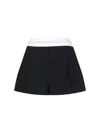 Alexander Wang High-waisted Black Wool Shorts With Elastic Waist