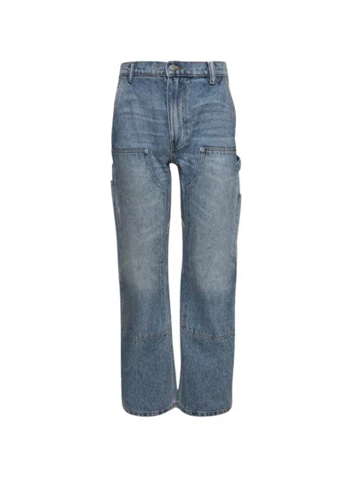 Alexander Wang High Waisted Bowed Carpenter Pant Classic Worn Indigo In Blue