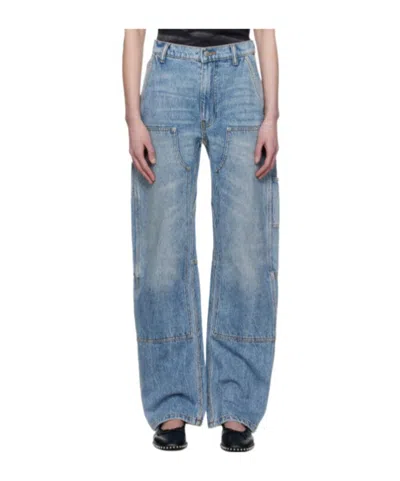 Alexander Wang High Waisted Cargo Jeans In Blue