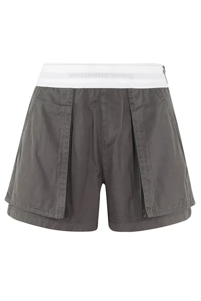 Alexander Wang High Waisted Cargo Rave Short With Logo Elastic In Grey,black