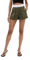Alexander Wang High Waisted Cargo Rave Shorts Army Green In Army Green