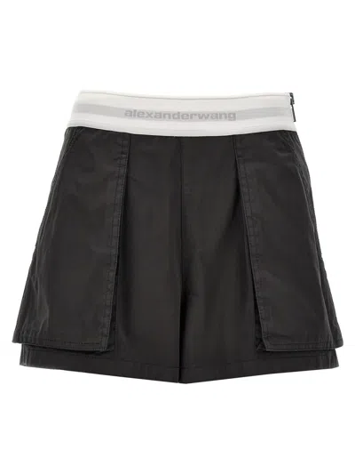 Alexander Wang 'high Waisted Cargo Rave' Shorts In Gray