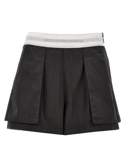 Alexander Wang High Waisted Cargo Rave Shorts In Gray