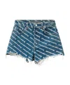 Alexander Wang Denim Shorts With All Over Logo In Blue