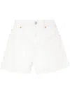 ALEXANDER WANG HIGH-WAISTED DENIM SHORTS WITH CUT-OUT EMBROIDERED LOGO