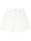 Alexander Wang High-waisted Denim Shorts With Cut-out Embroidered Logo In White