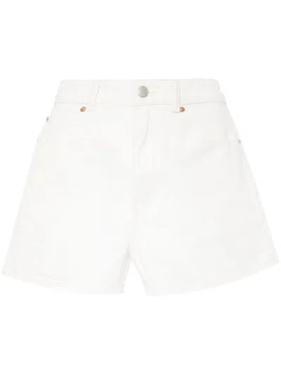 Alexander Wang High-waisted Logo Cut-out Shorts In 120 Vintage White