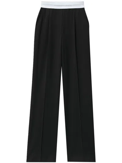 Alexander Wang High Waisted Pleated Pant With Logo Elastic Clothing In Black