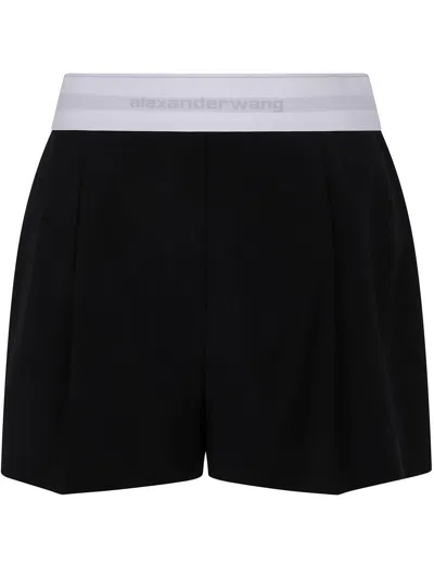 ALEXANDER WANG ALEXANDER WANG HIGH WAISTED PLEATED SHORT WITH LOGO ELASTIC