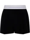 Alexander Wang Pleated Shorts With Branded Band In Black