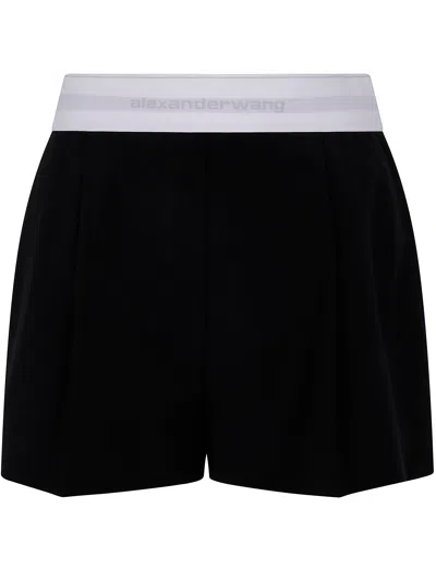 ALEXANDER WANG ALEXANDER WANG HIGH WAISTED PLEATED SHORT WITH LOGO ELASTIC
