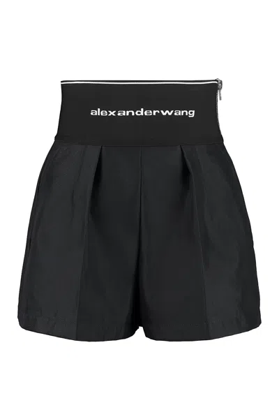 Alexander Wang High-waisted Safari Tailored Shorts In Black Cotton Twill
