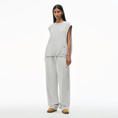 Alexander Wang High Waisted Sweatpant In Classic Terry In Washed Smoke White