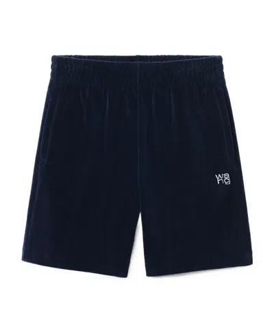 Alexander Wang High-waisted Velvet Track Shorts In Blue