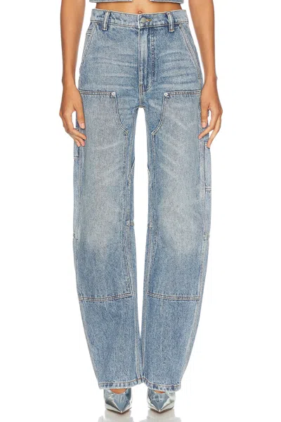 Alexander Wang High Waisted Wide Leg In Classic Worn Indigo