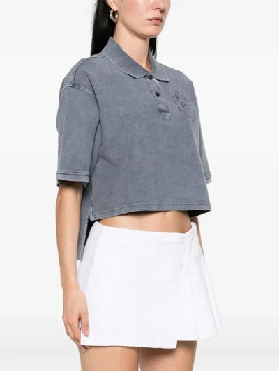 Alexander Wang Oversized High-low Polo Top In Blue