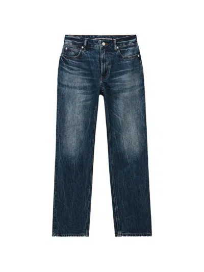 Alexander Wang High-rise Taper Jean W/ Crystal Stud In Blue