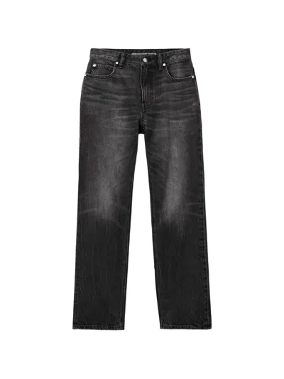 Alexander Wang High-rise Taper Jeans W/ Crystal Stud In Black