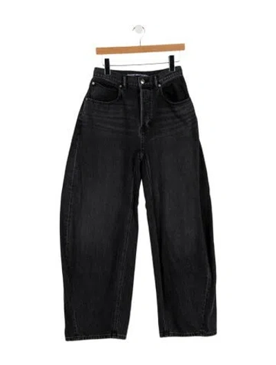 Pre-owned Alexander Wang High-rise Wide Leg Jeans In Black